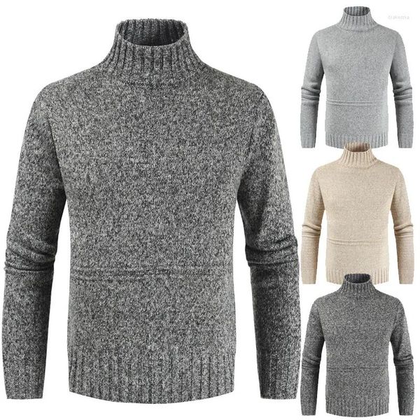 Suéteres para hombres 2024 Suéter de cuello alto de invierno Moda Tamaño grande Jersey Otoño Ropa cálida Tops retro