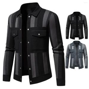 Pulls pour hommes 2024 Chemise tricotée pour jeunes Col montant Costume de travail Veste Style Vêtements d'extérieur Pull Manteau Petit Cardigan