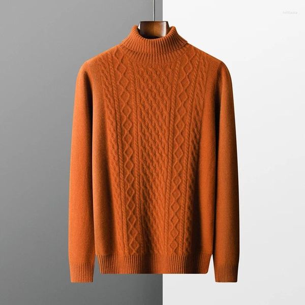 Pulls pour hommes 24 automne et hiver pull à col roulé cachemire pur épaissi vintage tricot