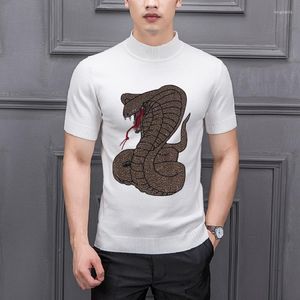 Herentruien 3D Big Snake Oversized Pullover Simple Men's T-shirt Ademend explosie stijl trui breien klassiek base short short