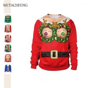 Herentruien 3D Grappige nieuwigheid Ugly Christmas Plus Size Dames Tops Tops Jumpers Herfst Winter pullovers unisex paren sweatshirts1