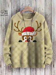 Pulls pour hommes Impression 3D Série de Noël Arbre Père Noël Chapeau Elk Motif Pull Laid Hiver Rue Casual Unisexe S2 231114