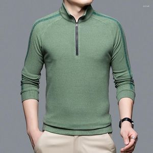 Sweaters voor heren 4xl-M mannen Spring Leisure Sport Stand Collar Bottom Half Zipper Slim Fit Youth Fit Youth Fit Long Sleeve Sweater