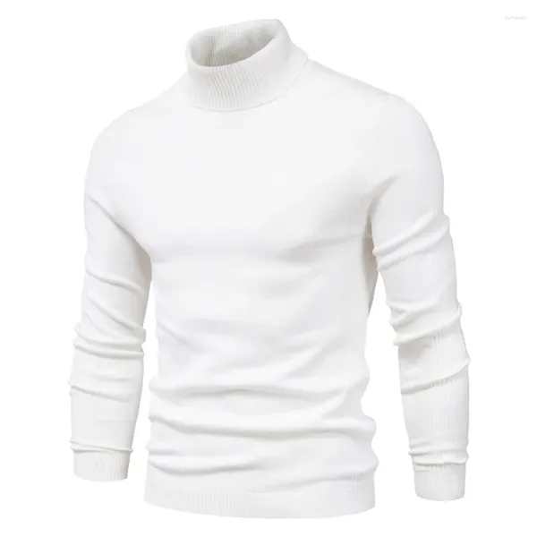 Pulls pour hommes 6XL Automne Hommes Blanc Pull Pull Y2k Mode Casual Épais Col Roulé Laine Tricoté Homme Streetwear Tricots Pull Homme