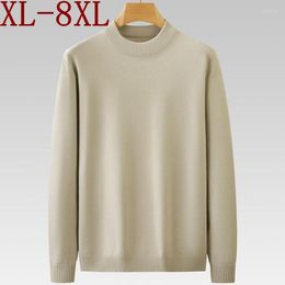 Suéteres para hombres 8XL 7XL 6XL 2023 Otoño Invierno de gama alta suave suéter de lana caliente hombres de manga larga jersey de cuello alto casual pull homme