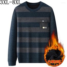 Herrenpullover 8XL 7XL 6XL Wintermode Plus Samt Gestreifter Pullover Männer High End Super Warm Dickes Fleece Herren Weihnachtspullover