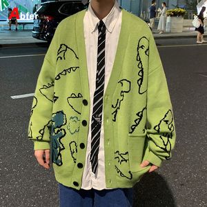 Chandails pour hommes Abfer Automne Oversize Cardigan Hommes Tricoté Dinosaure Pull Streetwear Lâche Mâle Femme Manteau Doodle Hip Hop Modèle Hiver 221124