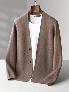 Pulls pour hommes Addonee Col V Smart Casual Cardigan Merino Laine Pull Manteau Confort Solide Cachemire Tricots Printemps Automne Vêtements