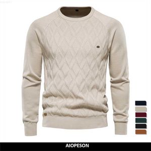 Chandails pour hommes AIOPESON Argyle Basic Hommes Chandails Couleur Unie O-cou À Manches Longues Tricoté Mâle Pull Hiver Mode Nouveau Chandails Chauds pour Hommes L230719