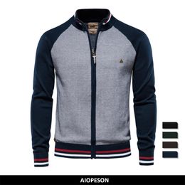Мужские свитера AIOPESON, сращенный кардиган, мужская уличная одежда, повседневный хлопковый свитер высокого качества, зимние модные брендовые кардиганы для 230921