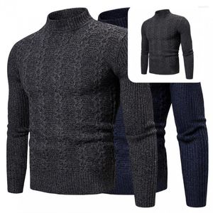 Pulls pour hommes incroyable pull tricoté col mi-haut confortable pull mince couleur unie pull