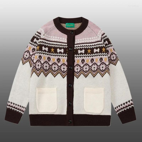 Chandails masculins style ethnique américain Jacquard Color Patchwork Men Sweater rétro Retro Loose Hombre Knited Casual Veste