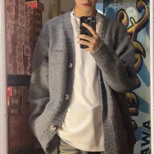 Pulls pour hommes American Grey Cardigan Pull Printemps Automne Casual Lâche High Street Slim Veste Hommes Pardessus Vêtements Mâles