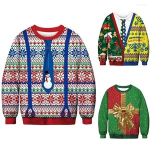 Herentruien en dames 3D lange mouwen Kerst O-hals top Casual sportkleding Trui Herfst Winter Warme trui Clothingm