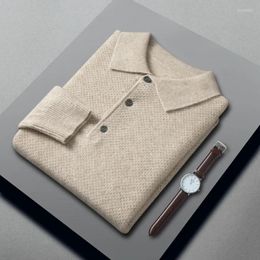 Pulls pour hommes Arrivée Automne et hiver Pull en cachemire Col Polo Épaissi Revers Manches longues Taille S M LXL 2XL 3XL