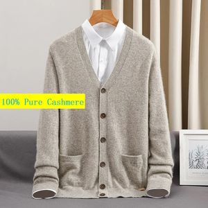 Pulls pour hommes Arrivée Fahsion 100% Cachemire Cardigan Hommes Solide Couleur Pull Veste Automne Plus Taille S M L XL 2XL 3XL 4XL 5XL 6XL 231021