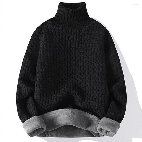 Pulls pour hommes arrivées printemps hiver pull à col roulé coupe ajustée pulls tricotés hommes couleur unie polaire tricots décontractés