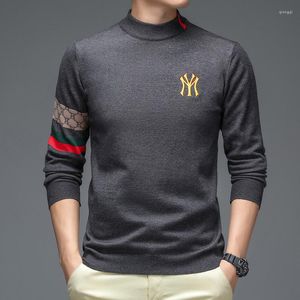 Men's Sweaters Autum Winter Designer Fashion Luxury Knitted Half Turtleneck Sweater High Quality Men Embroidery Warm Woolen Casual