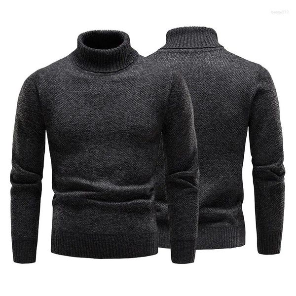 Pulls pour hommes automne hiver chaud pull à col roulé hommes décontracté col roulé tricoté pull garder mâle pull tricot laine