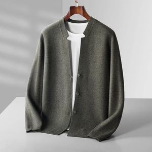 Pulls pour hommes Automne et hiver AllWool Knit Cardigan Col montant à manches longues en vrac Costume de loisirs Manteau Pull Joker Cashmere Top 231018