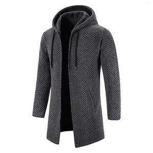 Chandails pour hommes automne et hiver cachemire hommes Cardigan Chenille pull extérieur 2023 mode solide à capuche fermeture éclair chaud tricoté manteau