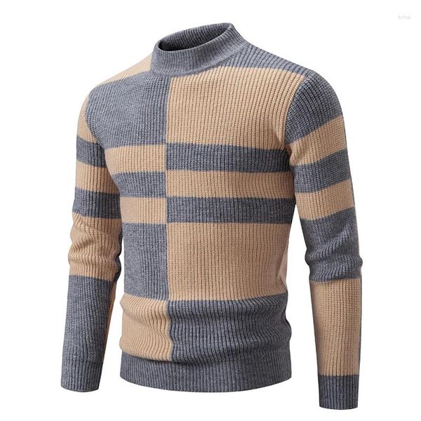 Pulls pour hommes automne et hiver pull décontracté à col mi-haut en tricot hauts pullover