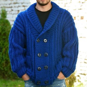 Pulls pour hommes automne et hiver pull à double boutonnage épais aiguille tricot manteau de laine en vrac