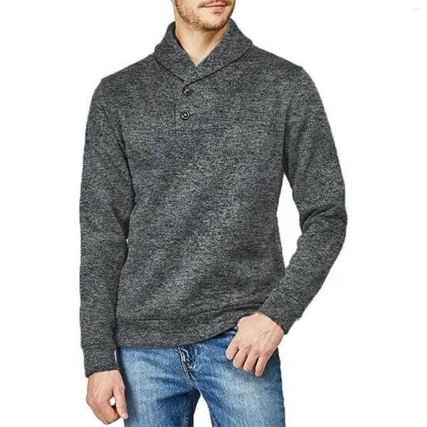 Pulls pour hommes automne et hiver pull à capuche bouton col roulé sweat-shirt tricoté à manches longues pull manteau couleur unie veste mince