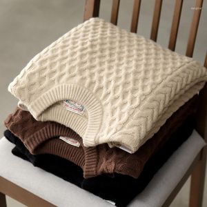 Hommes chandails automne et hiver japonais rétro lourd tricoté pull mode Simple lavé épais lâche décontracté tricots manteau