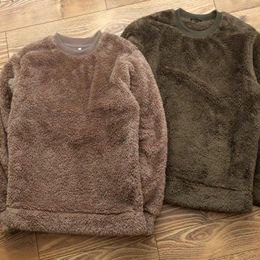 Herensweaters herfst en winter grote maten heren trui met ronde hals Warm dubbelzijdig koraalfluweel Basic kleur pluche sweatshirtjack