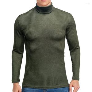 Suéteres para hombres Otoño e invierno Hombres de cuello alto Tight Leggings de manga larga Jersey de color sólido Suéter de camiseta