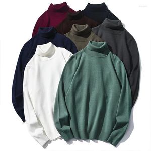 Ponts-pulls pour hommes et hiver pull à col roulé à col roulé à col roulé slim à fond en laine chaude