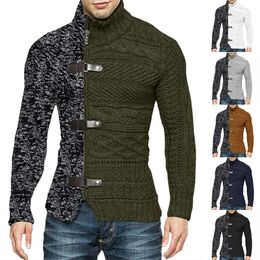 Sweaters voor heren herfst en winter heren mode kleurblokkerende stand-up kraag gebreide vest met lange mouwen zipper trui jas 230208