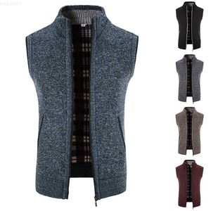 Pulls pour hommes Automne et hiver gilet en peluche et épaissi pour hommes pull à col montant gilet en laine pour père d'âge moyen et âgé L230719