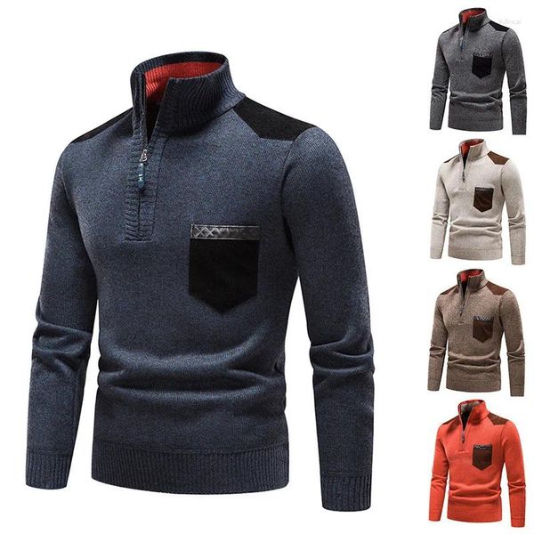 Chandails pour hommes modèles d'automne et d'hiver de hauts col montant pull épaissi pull en tricot pull grande taille en laine