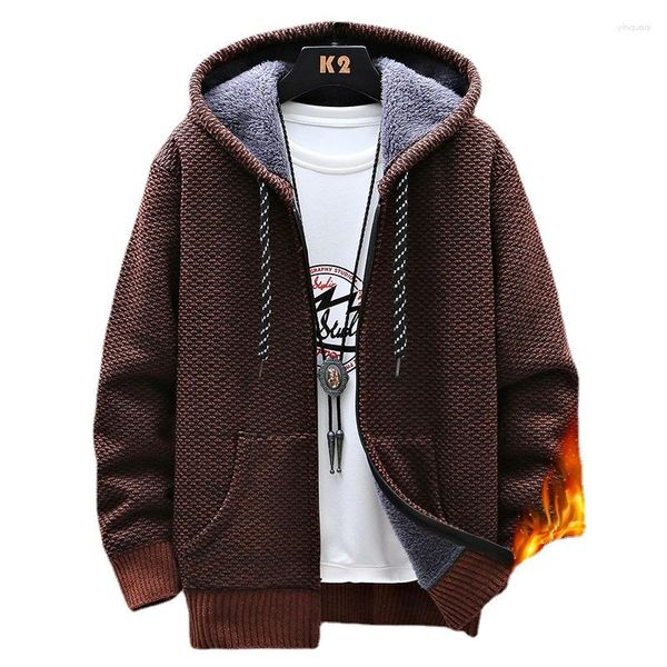 Pulls pour hommes automne et hiver peluche épaisse veste cardigan pull à capuche surdimensionné