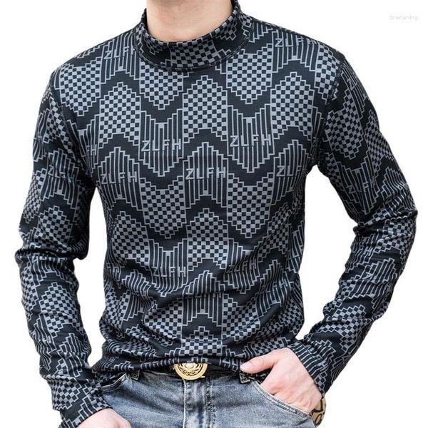 Suéteres para hombre, suéter de otoño e invierno, camiseta interior cálida, ropa interior resistente al frío de lana con cuello falso, camiseta para hombre