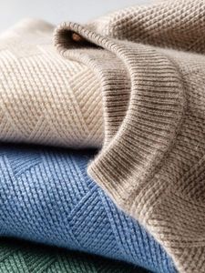 Pulls pour hommes automne et hiver col rond pull en cachemire rembourré décontracté chemise à fond tricoté double grande taille