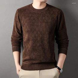 Chandails pour hommes automne et hiver couleur unie pull à la mode épaissi coupe ajustée mode léger luxe chaud jeunesse pull