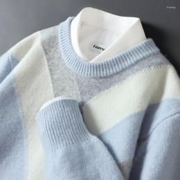 Pulls pour hommes automne et hiver le pull en cachemire col rond pull multicolore lâche décontracté grande taille laine tricoté bott