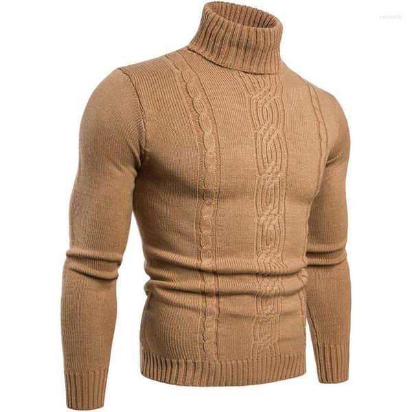 Pulls pour hommes automne et hiver pull à col roulé épaissi jeunesse à manches longues chaud à la mode tricot chemise hauts