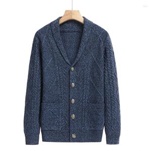 Chandails pour hommes Automne et hiver Chalan chaud Cardigan Elegant Retro Coat Slim Knit Veste épaisse