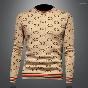 Suéteres para hombres Otoño Diseño de moda Suéter de punto Jacquard Invierno Lujo Casual Rayas Hombre Cálido Lana 5XL