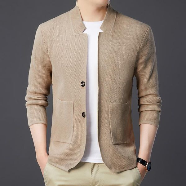 Suéteres para hombres Otoño Moda Punto Color sólido Chaqueta de punto Hombres Abrigo coreano Diseñador de ropa Sweter De Hombre