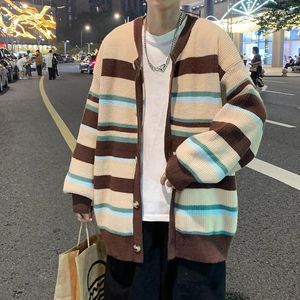 Mannen Truien Herfst Harajuku Losse Oversize Breien Vest Trui Mannelijke Koreaanse Fashion Casual Contrast Gebreide Winterjassen G95