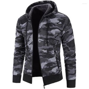 Mannen Truien Herfst Hooded Heren Trui Met Dik En Fluwelen Vest Gebreide Jas Camouflage Hoodies Jas M-4XL MY921