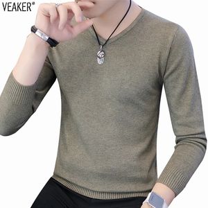 Pulls pour hommes Automne Hommes Sexy Col V Pulls Pull Mâle Solide Couleur Slim Fit Noir Gris Pull Tops Pulls Tricotés S-2XL 231030