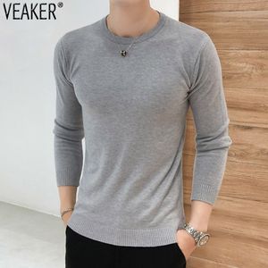 Pulls pour hommes Automne Hommes Slim Fit Pull Pulls Homme Couleur Unie O-Neck Pull Noir Blanc Tricoté Pull Tops S-2XL 230804