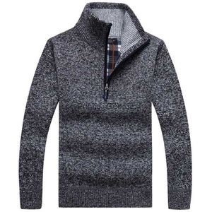 Chandails pour hommes Automne hommes épais chaud tricoté pull solide à manches longues col roulé chandails demi-fermeture éclair chaud polaire hiver pull confortable vêtementsLF231114L2402