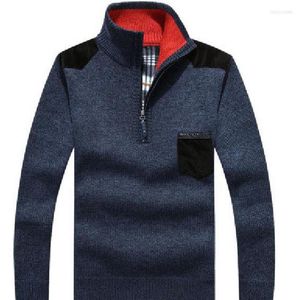 Chandails pour hommes automne hommes pull décontracté demi-fermeture éclair pull hommes hiver tricot vestes et manteaux col montant chaud MY654